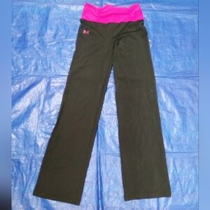Underamor Black Yoga Pants with Pink Waistband
